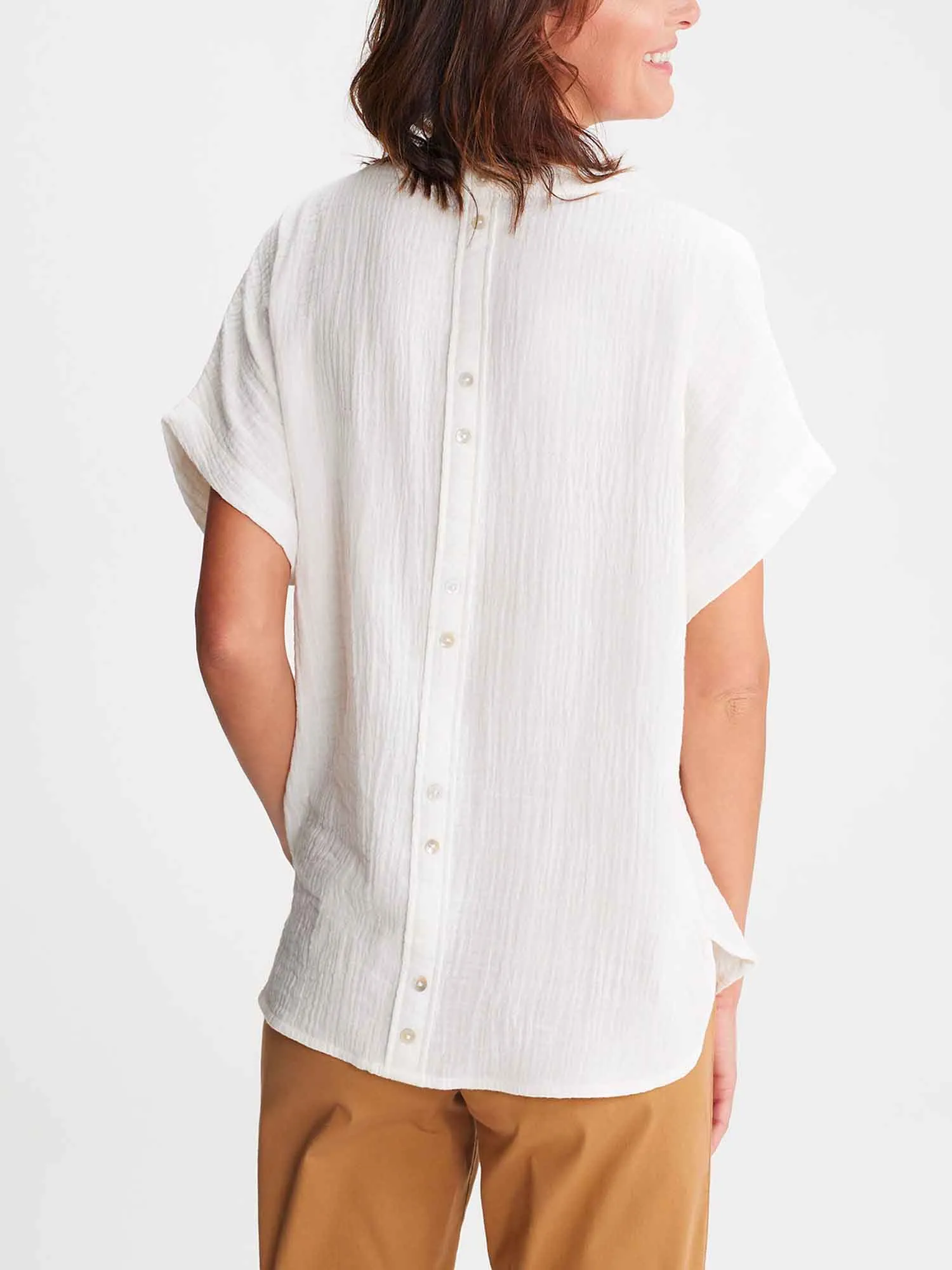 Blouse Femme Gaze de Coton Blanc tbs