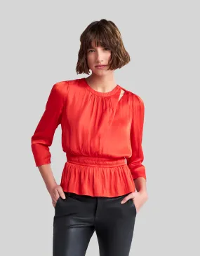 Blouse orange recyclée avec basque Femme