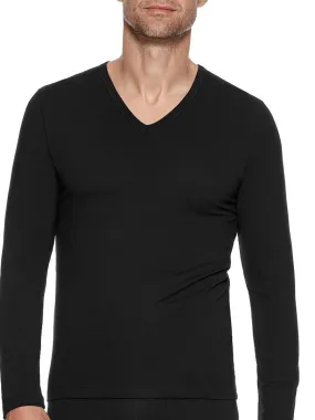 Tricot de peau col V manches longues régulateur - Noir